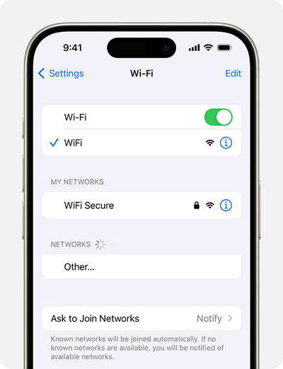 iphone wifi setting