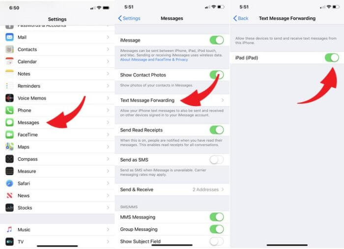 set message auto forwarding for iphone