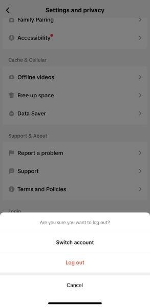 log out of tiktok