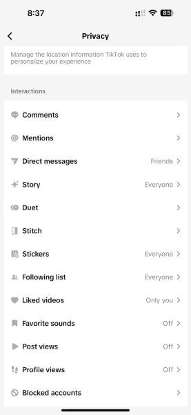 turn off profile views