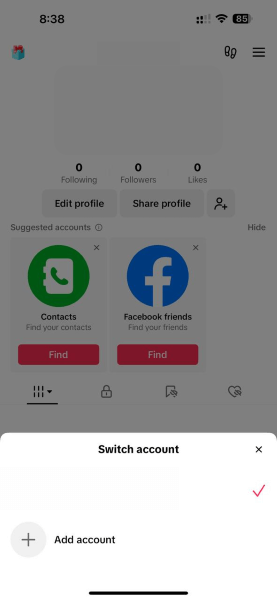 add account on tiktok