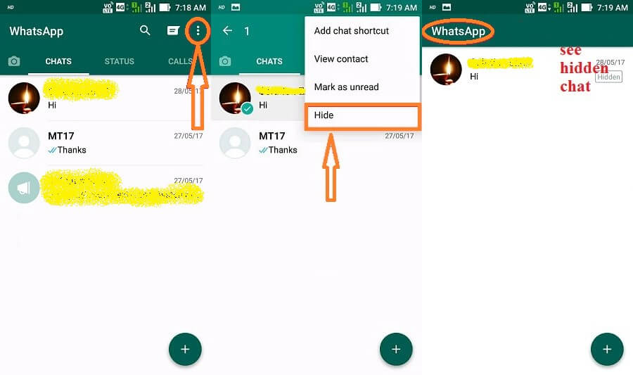 hide messages in whatsapp without archive