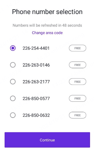 textnow choose number