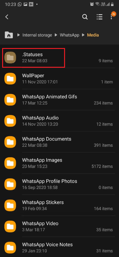 whatsapp stauts video local folder