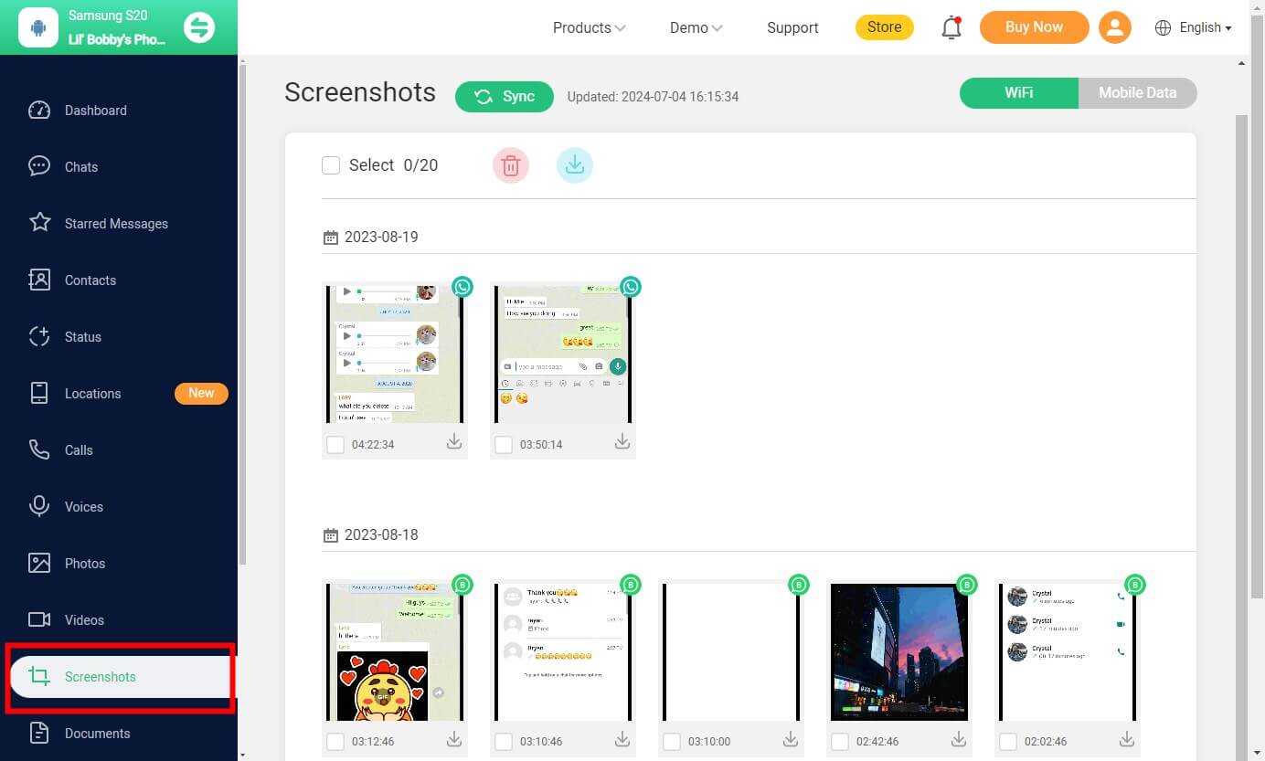 automatically screenshot to monitor kids' whatsapp