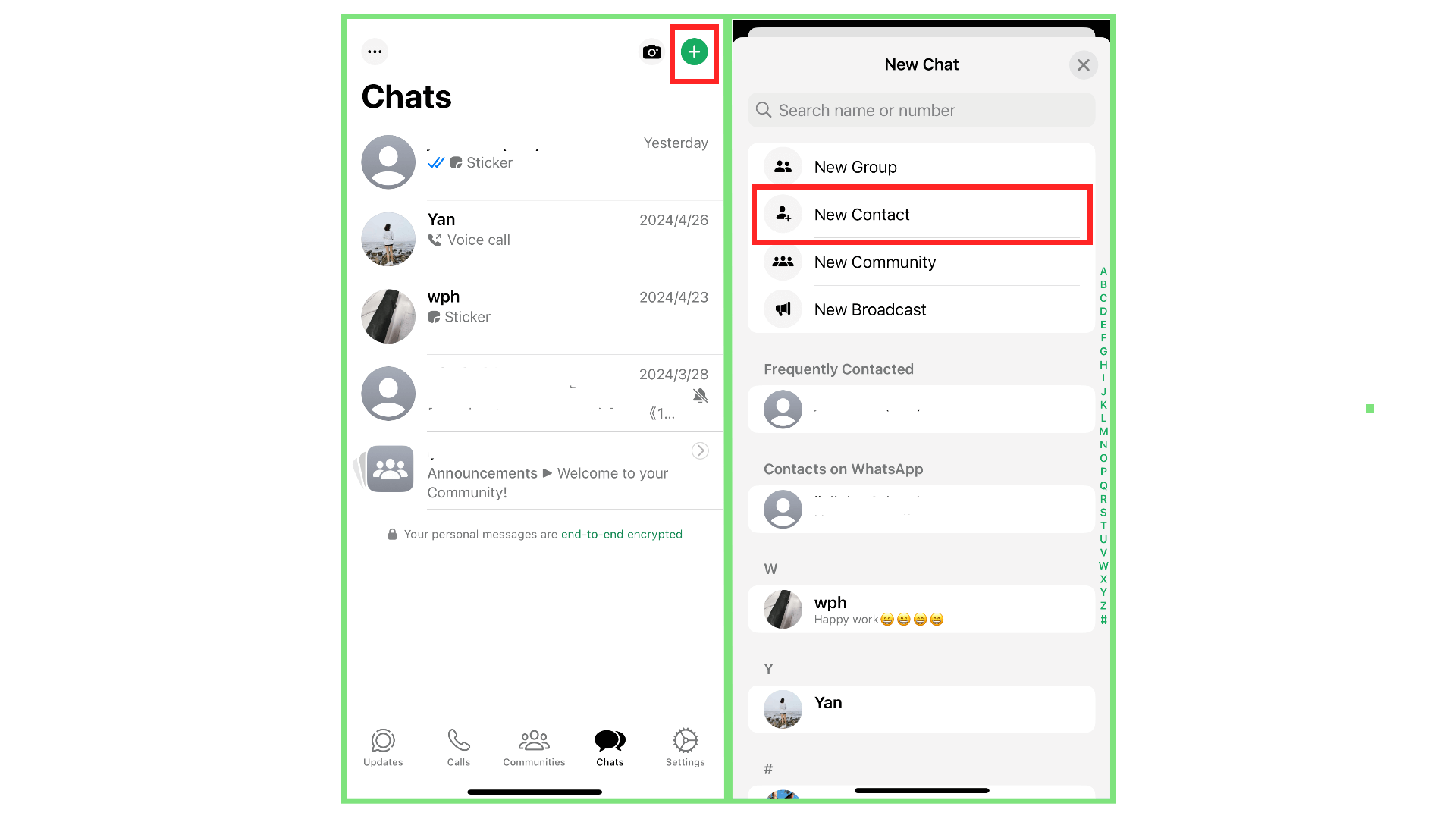 check whatsapp number is active or not by adding as a new contact