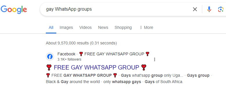 find gay chat whatsapp groups with google search