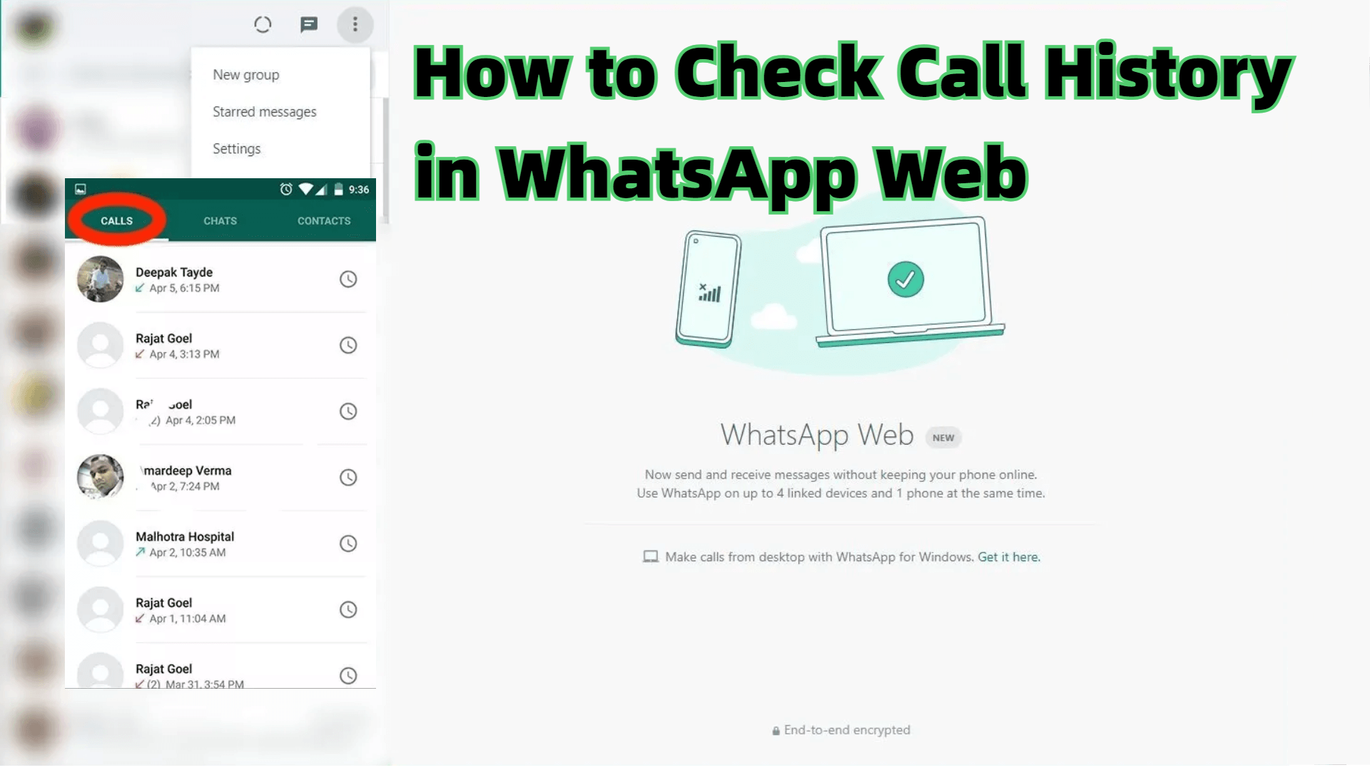 how to check call history in whatsapp web