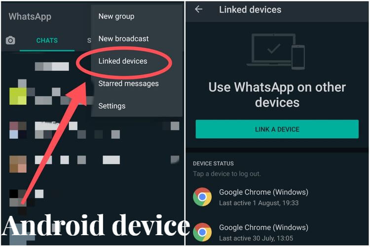 log in whatsapp web in android