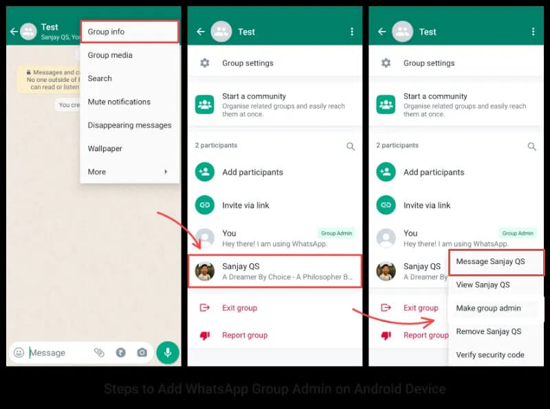 message a contact in whatsapp groups