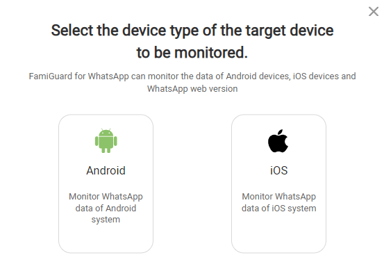 choose android and ios device to be monitored