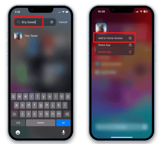lisää poistettu sovellus iPhonen aloitusnäyttöön Spotlightin avulla