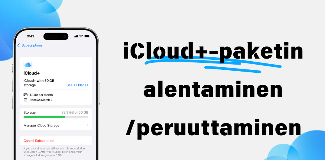 Mitä tiedoillesi tapahtuu, jos vaihdat tai peruutat iCloud+ -suunnitelmasi?