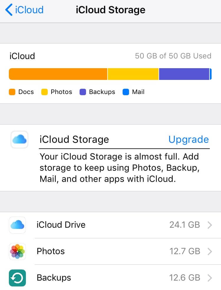 Näytä iCloud-tallennustila