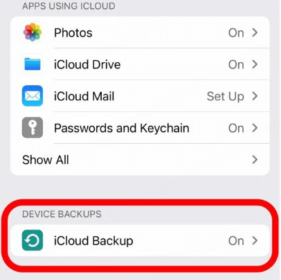 iCloud-varmuuskopiointi