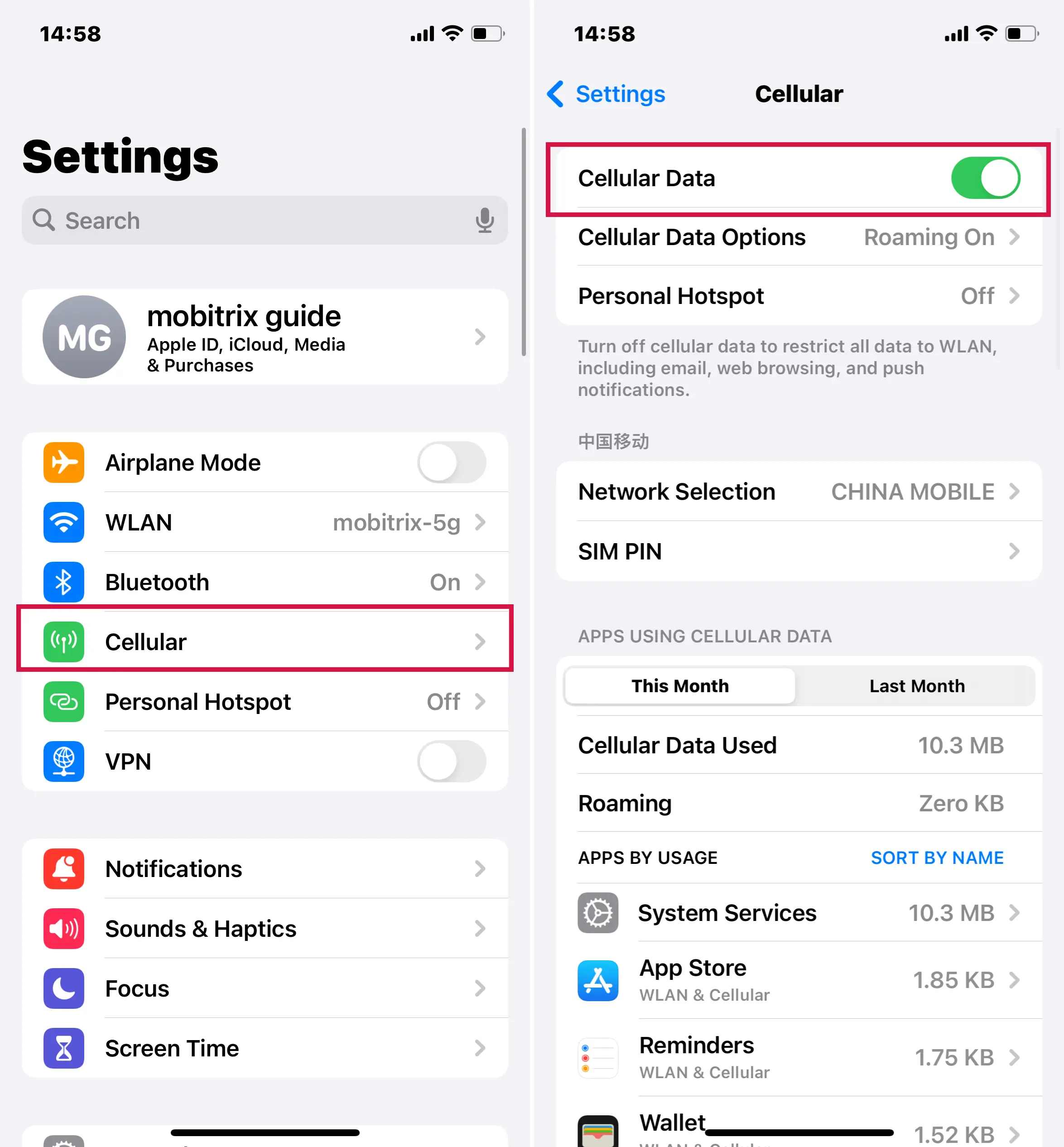 käynnistä iPhone -matkapuhelintiedot uudelleen