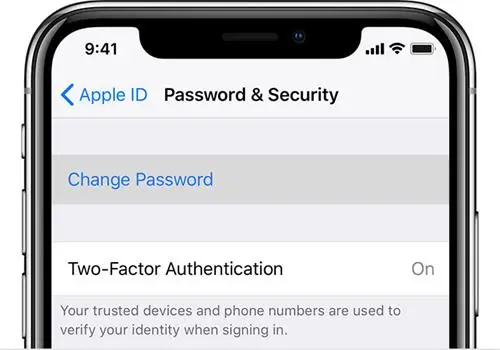 apple id -salasana ja suojausasetukset