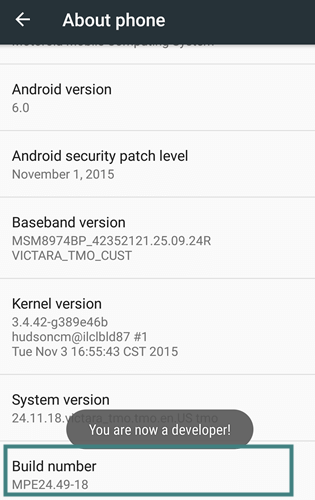 ota Android-kehittäjätila käyttöön