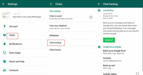 whatsapp chat varmuuskopio google drive