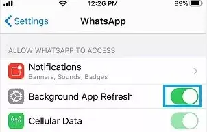 whatsapp ota käyttöön taustasovelluksen päivitys iPhone