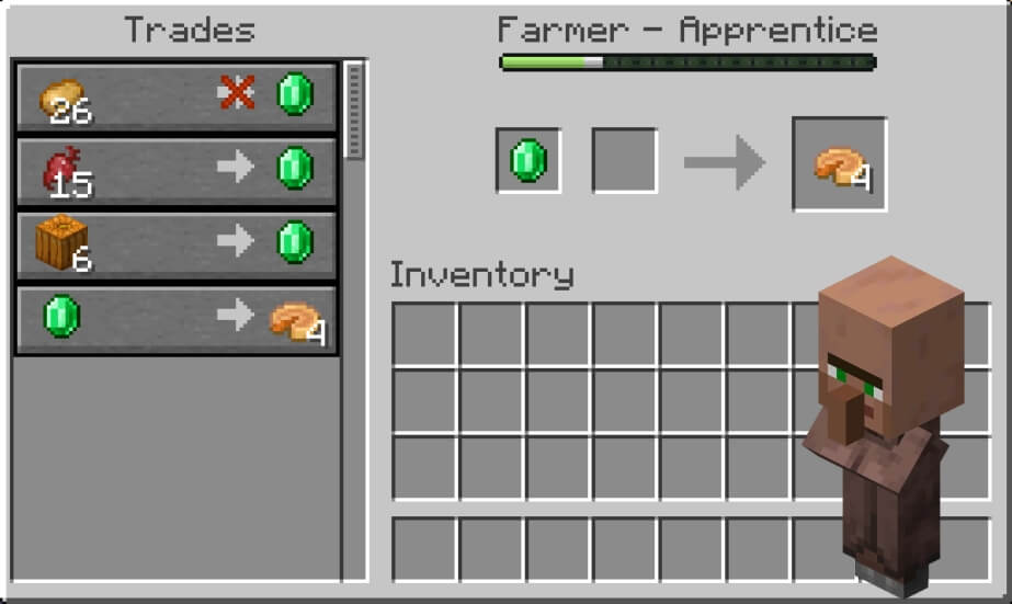 Minecraft Villager -kaupankäynti