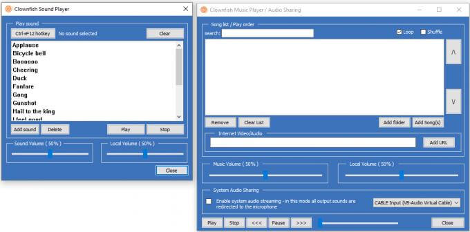 Clownfish voice changer interface