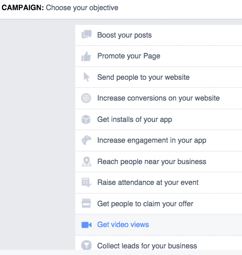 Objective of Facebook Video Ads 