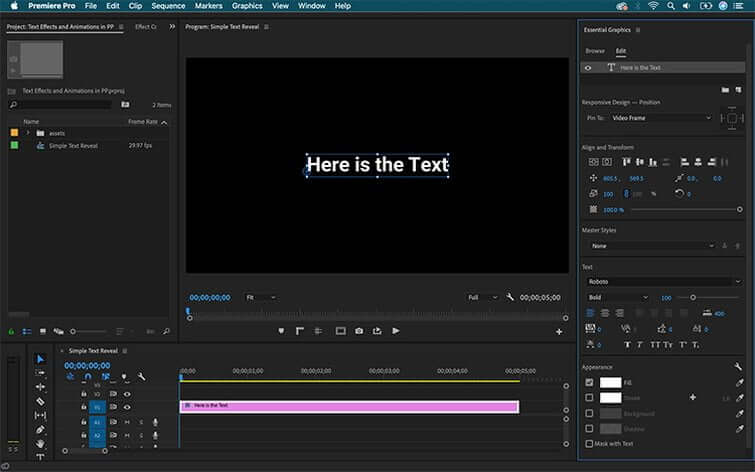 text animation premiere pro preset