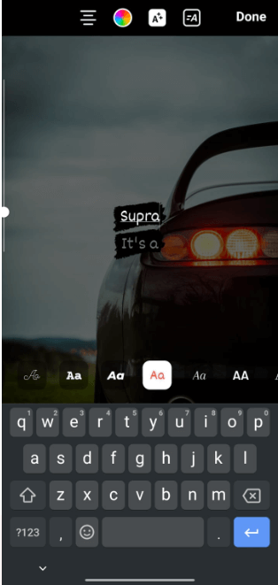 how to add text to instagram story