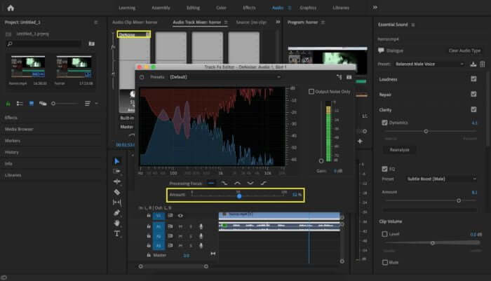 add the dereverb effects premiere pro