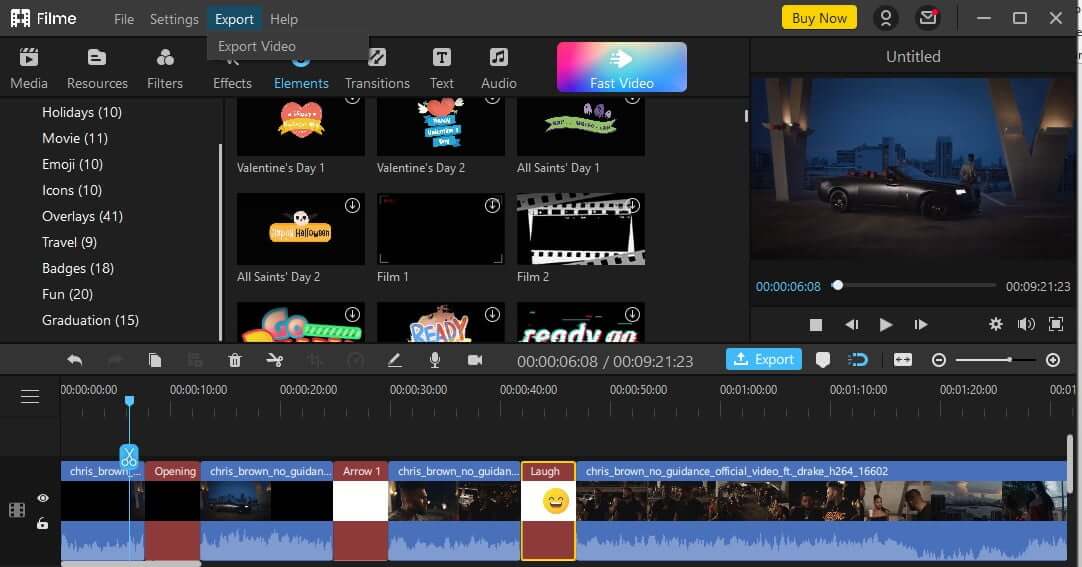 adding shapes to video on imyfone filme2