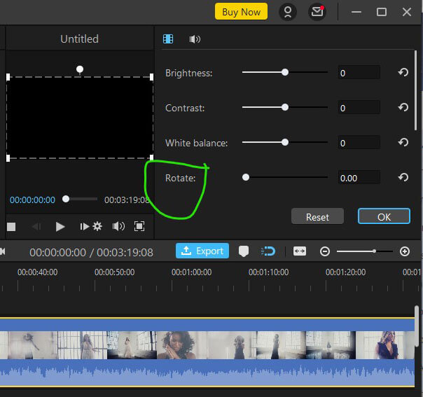 adjust the rotate slider on Filme