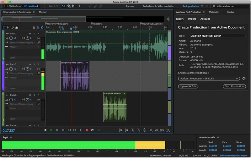 adobe audition recorder interface