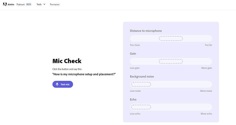 adobe podcast mic check