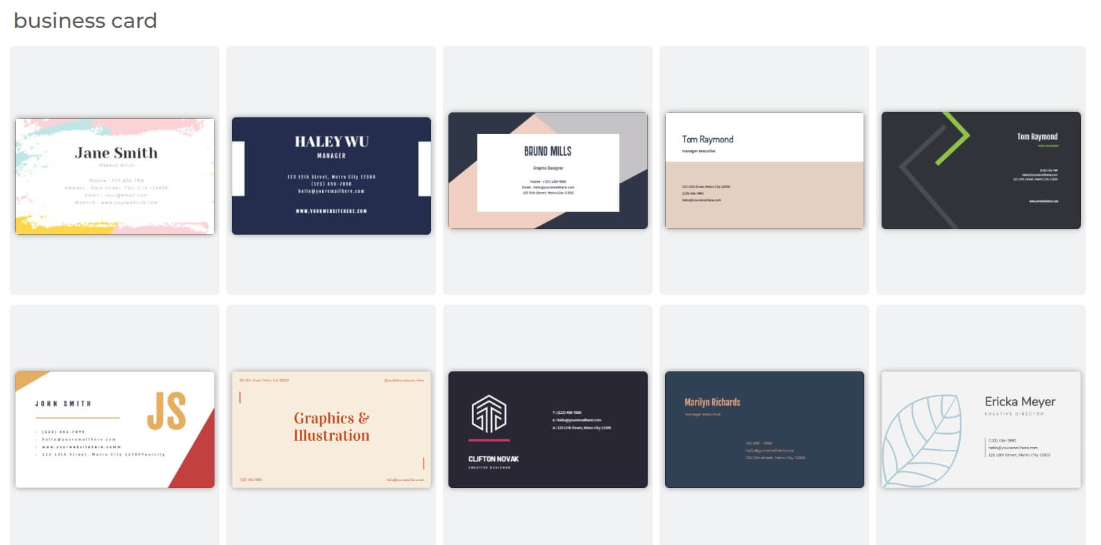 business card templates ai