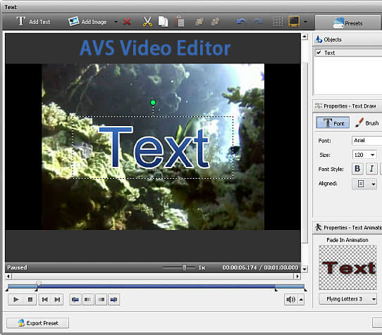 how to add text in avs video editor