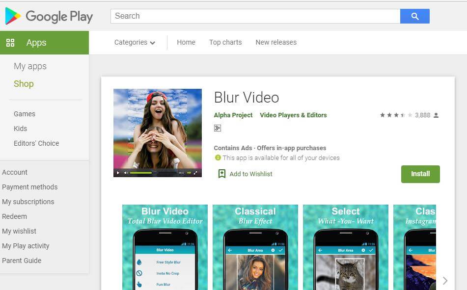 blur video for android