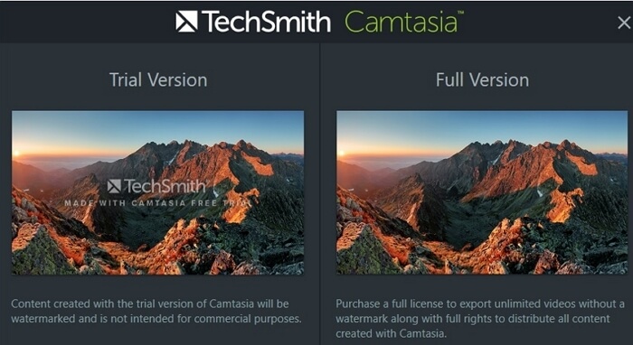 camtasia produce without watermark