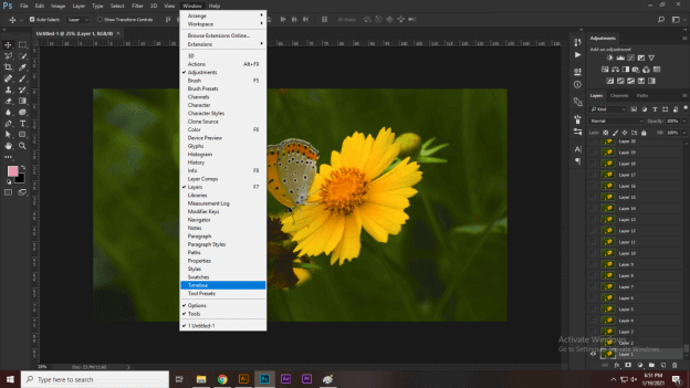 click timeline in photoshop