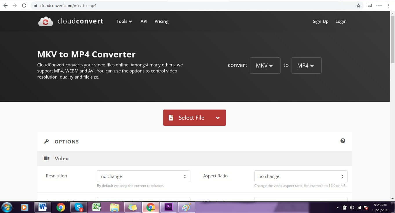 cloudconvert conversion mkv to mp4