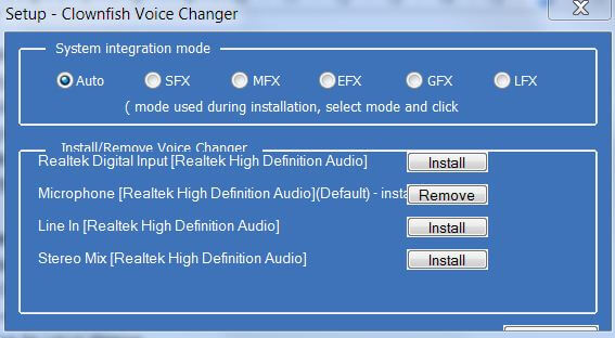 clownfish voice changer setup