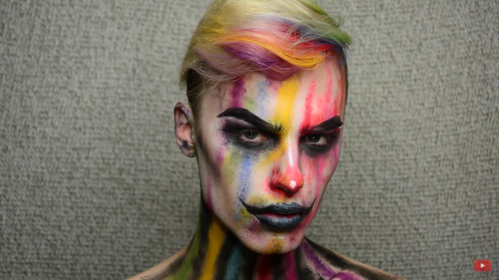 creepy clown halloween skeleton makeup idea