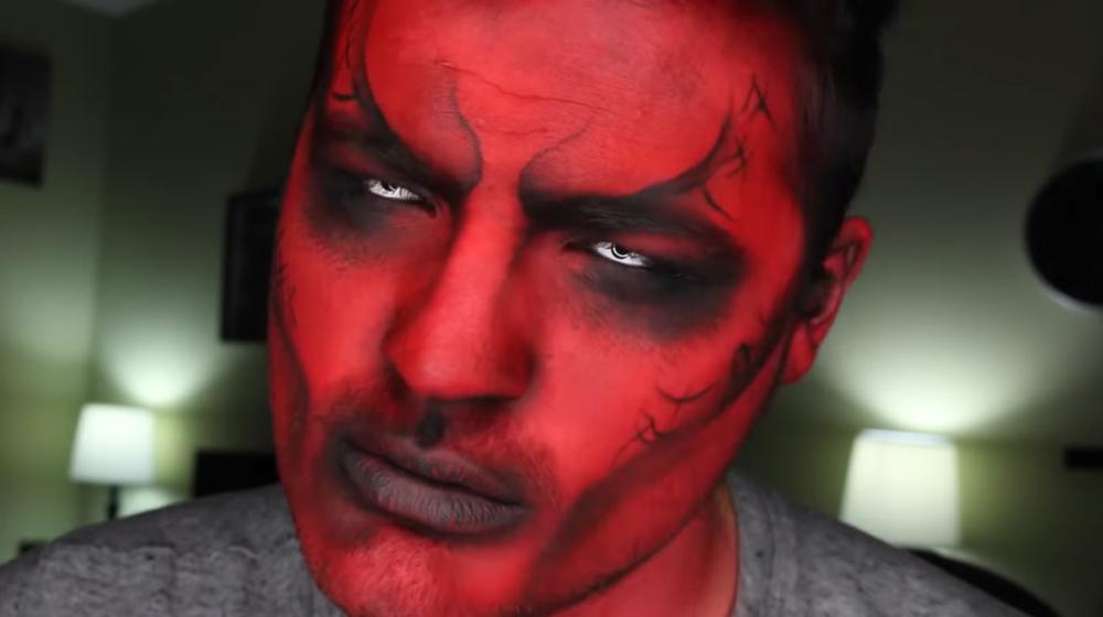 demon faced halloween skeleton makeup idea