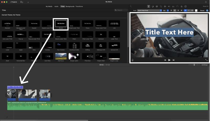 drag a title template into imovie timeline