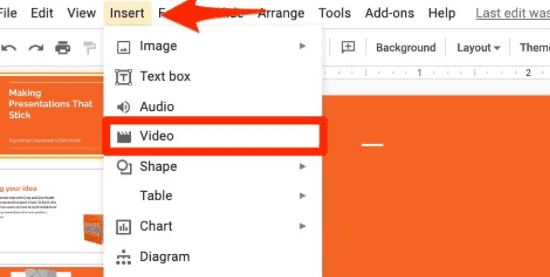 google slides menu bar  