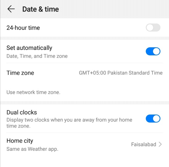 enable automatic date time option