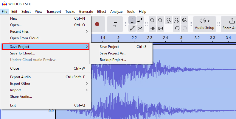 export audio audacity