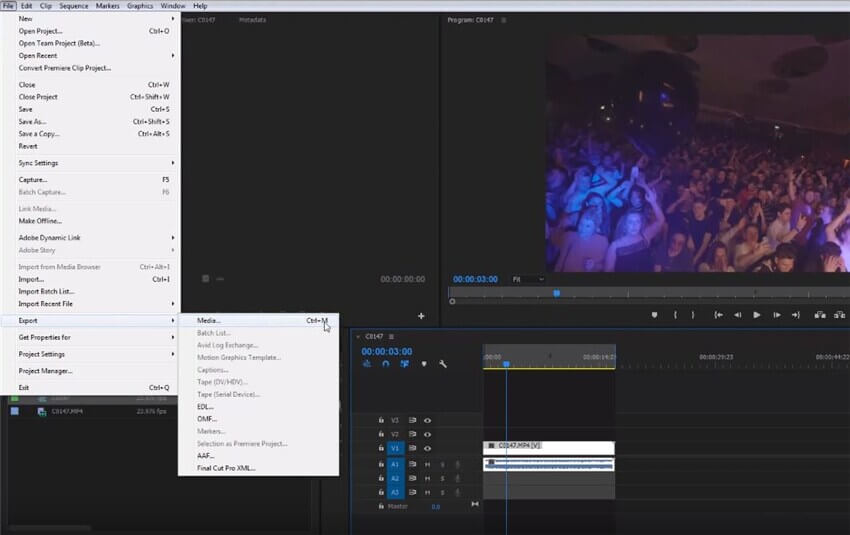 export the file premiere