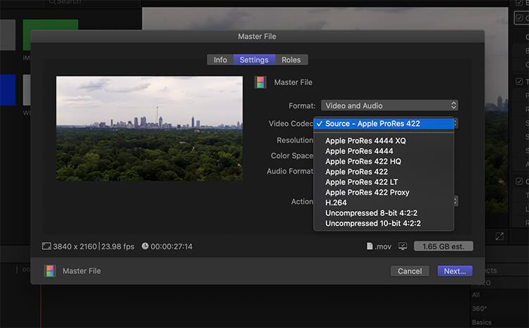 export video on fcpx