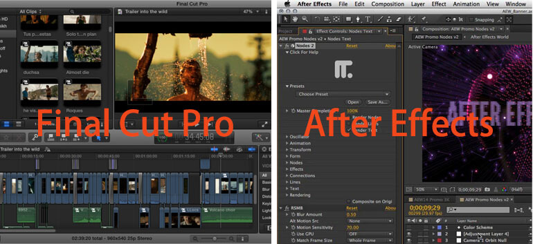 final cut pro vs after effects user interface